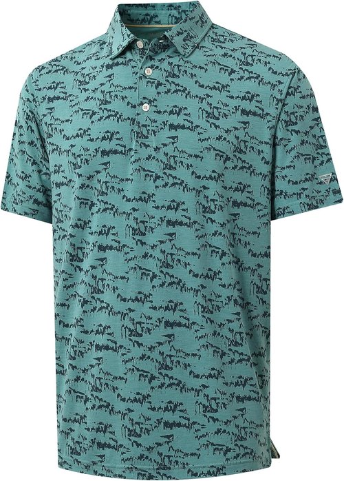 M MAELREG Golf Shirts for Men - Performance Moisture-Wicking Dry Fit Polo | Short Sleeve Heather Stripe