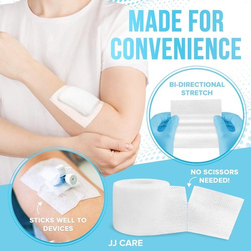 JJ CARE Soft Surgical Tape - Latex-Free Cloth Medical Tape for First Aid | 2” x 10 Yards, Pack of 4