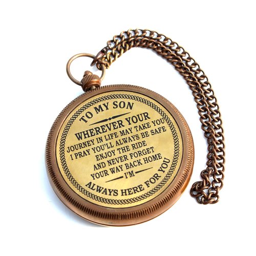 to My Son Engraved Brass Compass with Wooden Box – Inspirational Gift from Dad or Mom – Working Compass for Son – Graduation, Birthday, Christmas, Travel Keepsake Gift