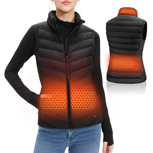 Stelle Heated Vest Women, (Power Bank Not Included) Smart Warming Electric Heating Puffer Vest Lightweight Fleece (Black,M)