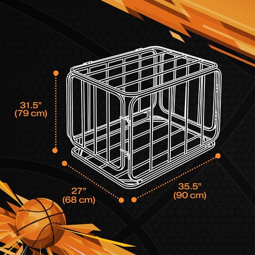 Houseables Ball Cart - Sports Equipment Organizer with Wheels | Large Metal Basketball & Volleyball Storage Bin