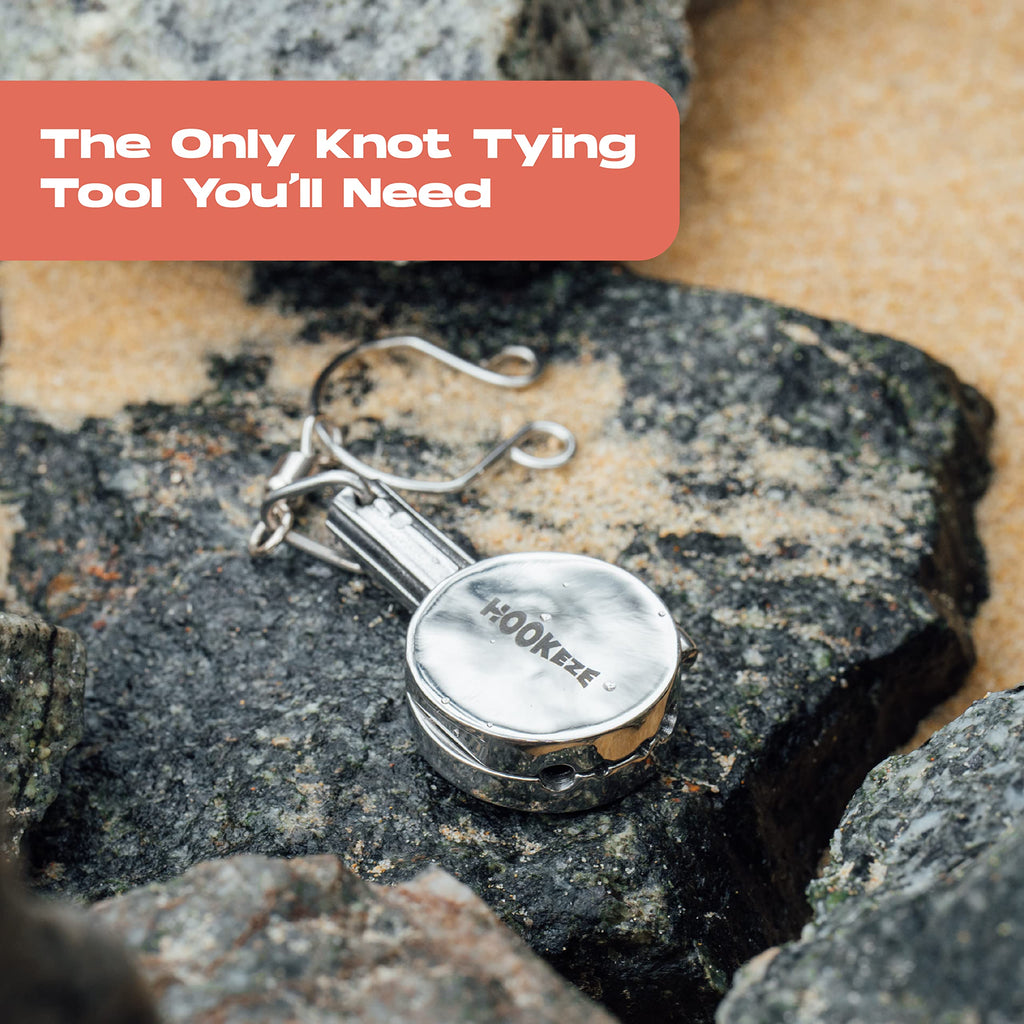 HOOK-EZE Knot Tying Tool | Cover Hooks While Tying Strong Knots, Stocking Stuffers for Men, Great Fishing Accessories for Beginner Anglers (Metal)