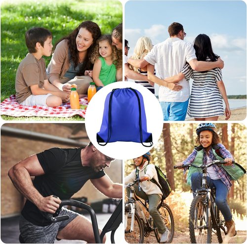 KUUQA Drawstring Backpack - 20Pcs Bulk Blue Gym Sack Bags for Sports, Travel & Storage