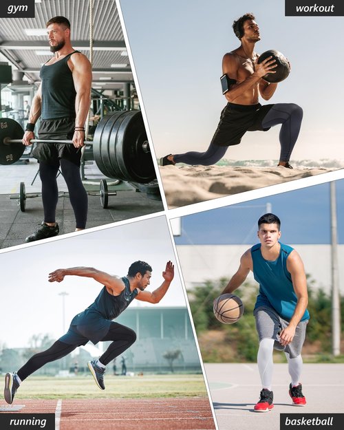 Roadbox Mens Compression Pants with Pockets, 1 or 2 Pack Athletic Running Leggings Baselayer, Lightweight Tights for Gym Basketball Yoga Cycling