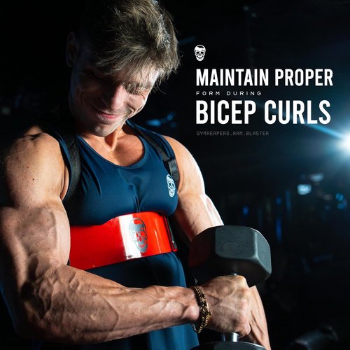 Gymreapers Bicep Arm Blaster - Bicep Curl Isolator w/Contoured, Padded Edges - Adjustable Bicep Bomber for Weightlifting & Bodybuilding