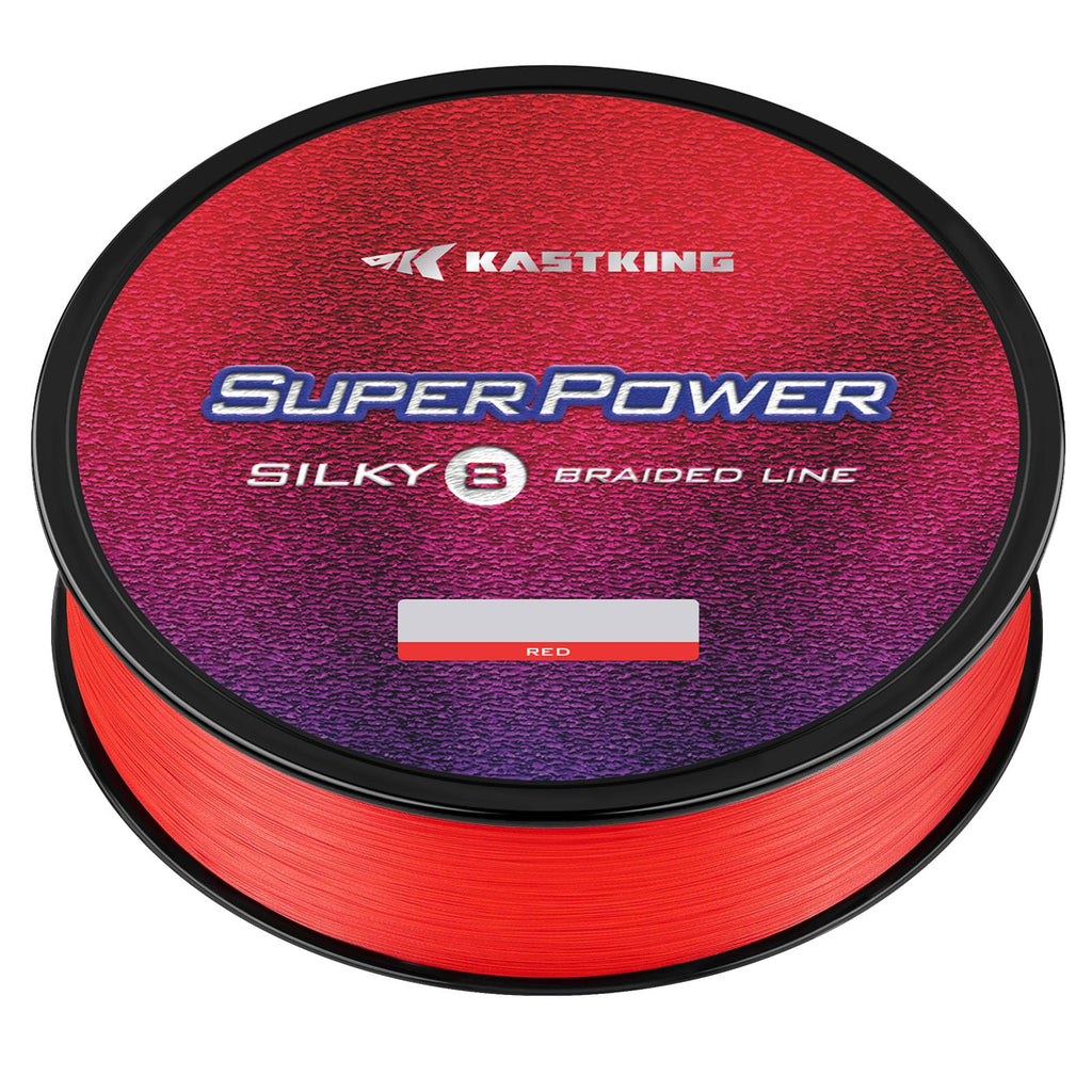 KastKing Superpower Silky8 Braided Fishing Line, Red, 8 Strands, 80 LB, 300 Yds