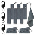 mayoken® 9 Pack Gray Fishing Towels with Clips & Zinger Retractors, Quick-Dry Absorbent Microfiber Bait Towels for Fishing, Boating, Kayaking, Camping & Hiking