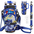Water Bottle Holder Carrier Bag with Large Phone Pocket,Neoprene Water Bottle Carrier with Strap for Stanley 40 OZ Tumbler, Wrap Around Drink Purse Cup Holder with Straw Cover Accessories