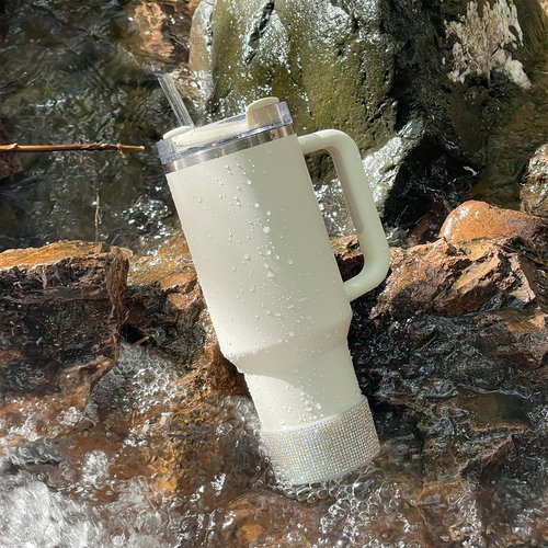 WORBSS Diamond Glitter Silicone Boot for Stanley Cup 40oz Tumbler for Simple Modern 30-40oz Trek Tumbler Accessories for 2.8-2.9 inch Trapezoidal Cylinder Base Water Bottles Bottom Anti-Slip Sleeve