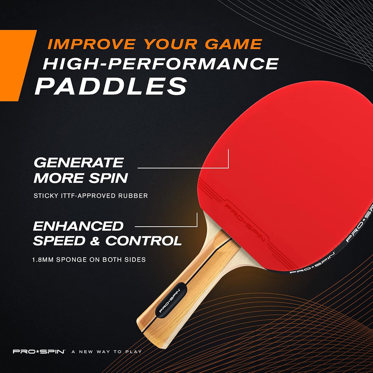 PRO-SPIN Ping Pong Paddles - High-Performance Table Tennis Racket Set with 3-Star Balls & Storage Case | Ideal for Indoor & Outdoor Play