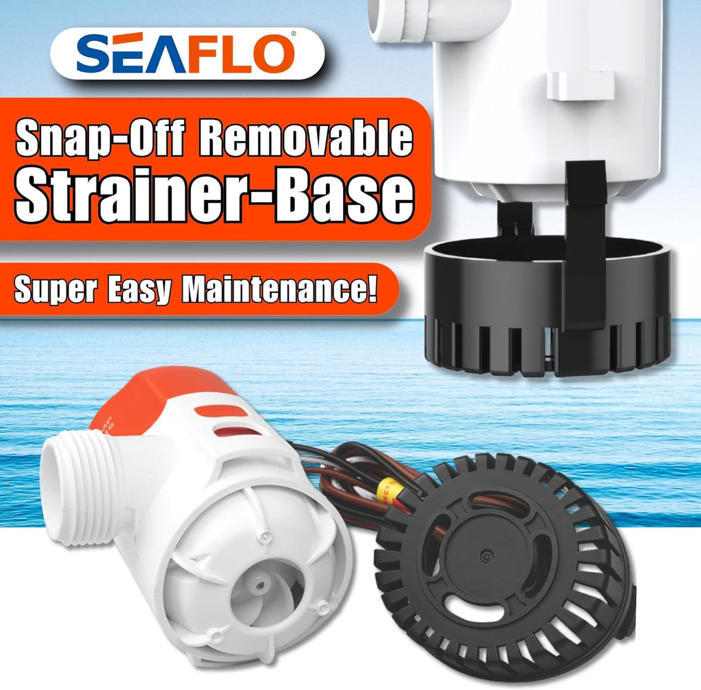SEAFLO 01 Series 1100 GPH Bilge Pump - 12V Marine Submersible Pump with Anti-Airlock Protection | 4-Year Warranty