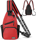 Geestock Convertible Sling Bag - Lightweight Crossbody Backpack with Headphone Hole | Fits 7.9" Tablet, Red