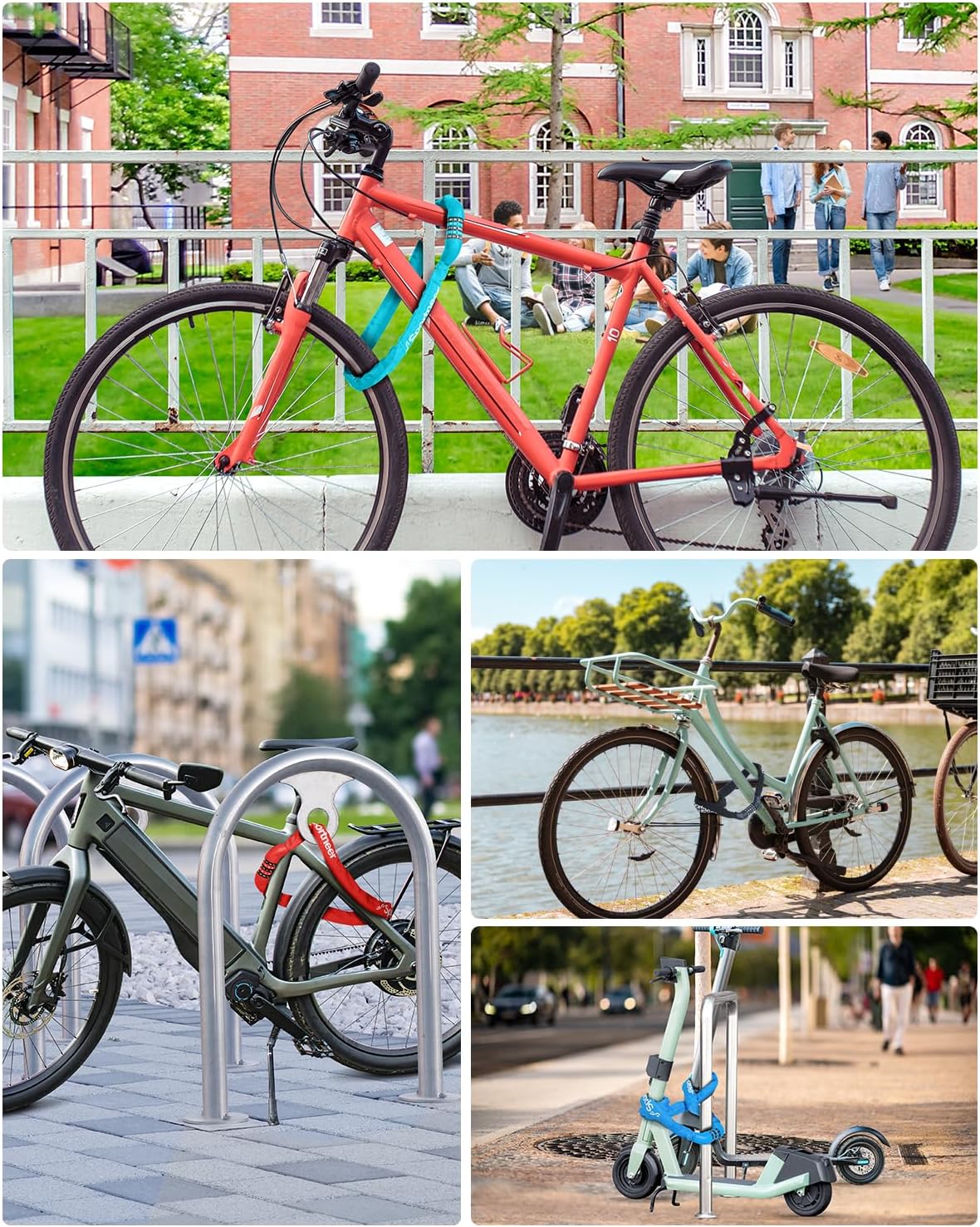 Sportneer Bike Lock - High Security 5-Digit Combination Anti-Theft Chain Lock | 3.2/3.6/4ft Heavy Duty for Bikes, Motorcycles, Scooters, and Gates - 4/6mm Thick, Keyless Design