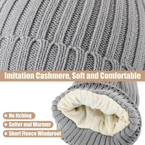 Geyoga 6 Pcs Winter Warm Set for Women Warm Beanies Hats Touchscreen Gloves Long Scarf Ear Muffs Socks Winter Gifts for Women(Gray,Minimalist)
