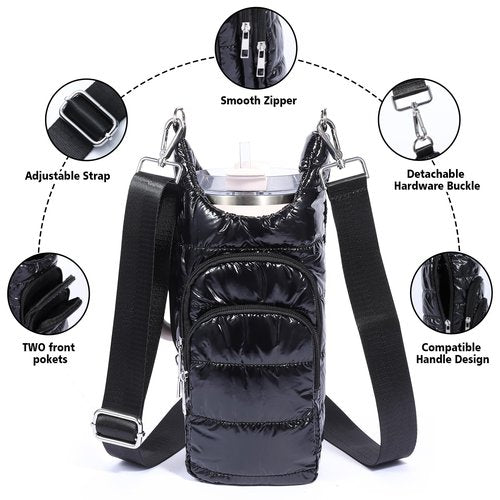 KYTACCU Water Bottle Holder with Strap，Water Bottle Carrier Bag for Stanley 40 oz/30 oz Tumbler with Handle,Water Bottle Crossbody Bag Sling Purse for Walking Hiking