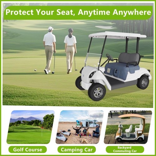Eolzzi Golf Cart Seat Cover for Club Car, Waterproof, Washable, Breathable, Non-Slip Golf Cart Cover with 3 Pockets, for Golf Lovers, Navy Blue
