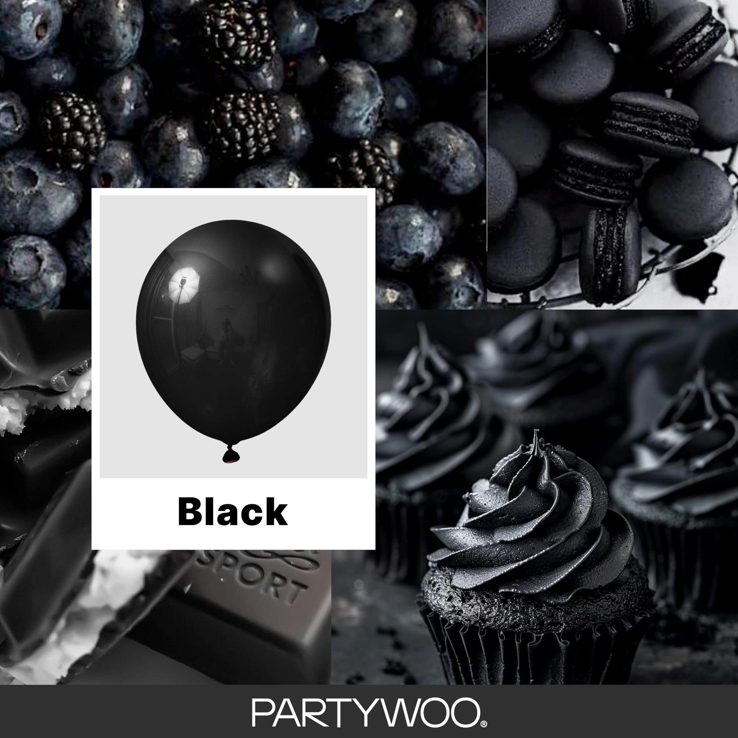 PartyWoo Black Balloons 155 pcs Different Sizes of 18 12 10 5 Inch Black Balloons Arch Kit Garland for Baby Shower Birthday Graduation Casino Gaming Anniversary Race Car Party Decorations Black-Y18