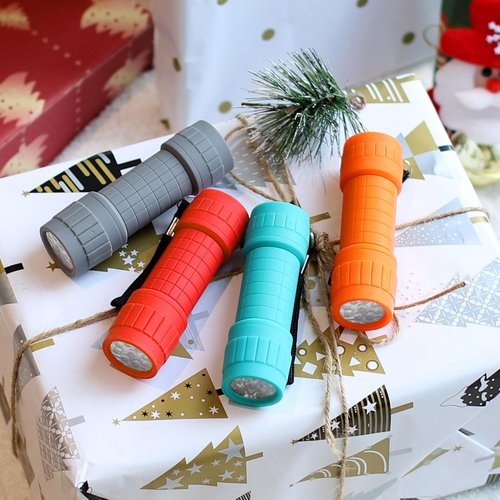 FASTPRO 9-LED Mini Flashlight Set - 4-Pack with Pre-Installed AAA Batteries | Ideal for Camping & Events