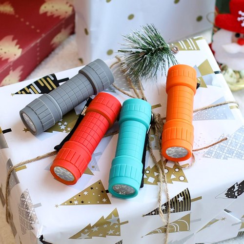 FASTPRO 4-Pack 9-LED Mini Flashlight Set, AAA Batteries are Included and Pre-Installed, Perfect for Class Teaching, Camping, Wedding Favor