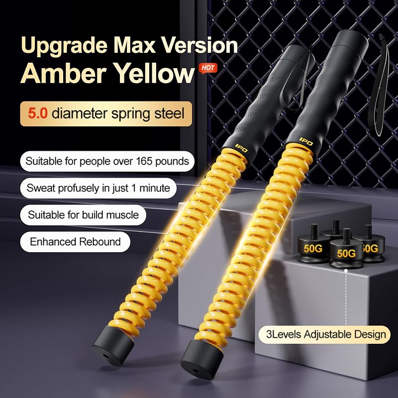 IPO 2026 Upgrade Weighted Ropeless Battle Rope – Heavy Duty Cordless Home Gym, Yellow+Yellow Max