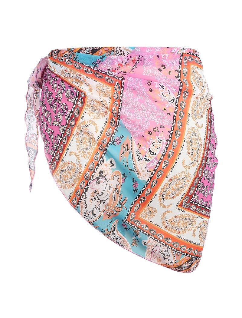 ZAFUL Boho Beach Cover Up Sheer Sarong One Size Pink