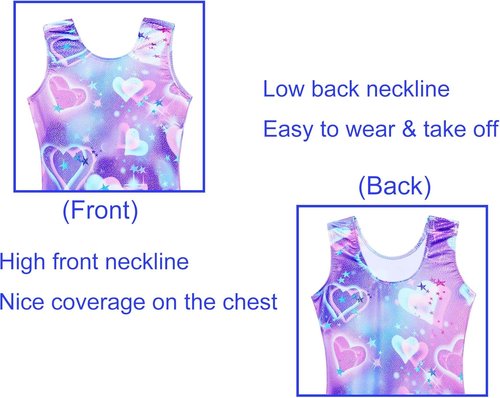 Domusgo Gymnastics Leotards for Girls - Sparkly One-Piece Pro Unitard with Shorts