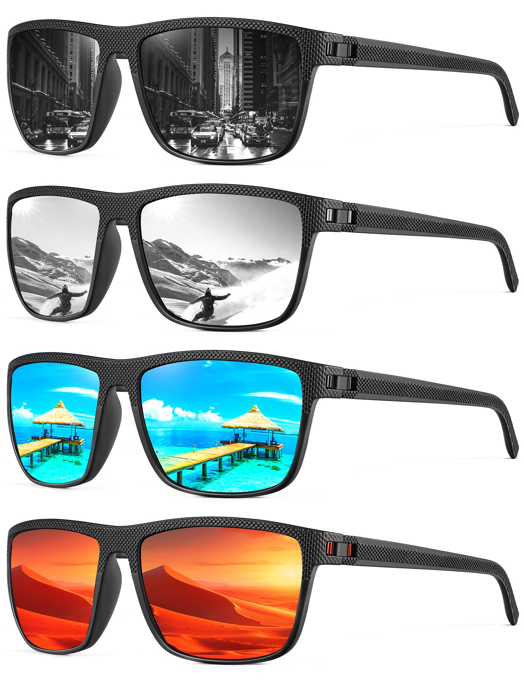 NSSIW Mens-Sunglasses Polarized Sunglasses Men : Classic Sun Glasses with UV Protection for Driving Fishing Golf 4 Packs