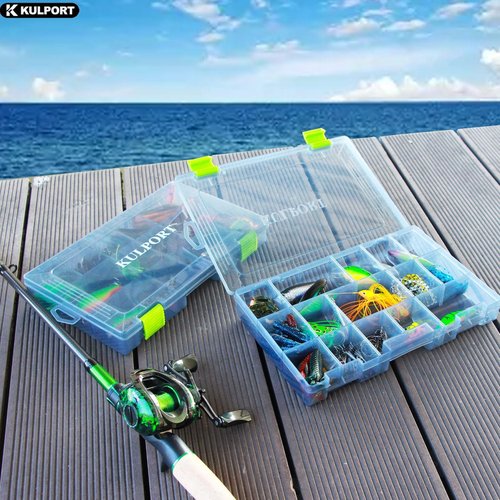 3600 Tackle Box by [Brand Name] - Plastic Storage Organizer with Removable Dividers | 4 Pack Grey Lure Tray