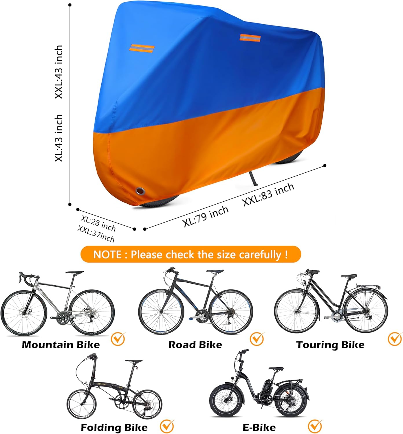Skiennix Bike Cover - Waterproof Outdoor Protection for Electric & Mountain Bikes | XL Blue