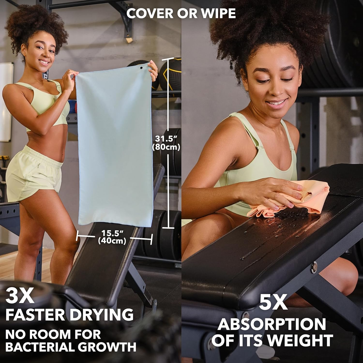 Trailoom Microfiber Workout Towels - Quick-Dry, Highly Absorbent & Odor-Free - Set of 5 Pastel Gym Towels for Yoga, Tennis, Running & More