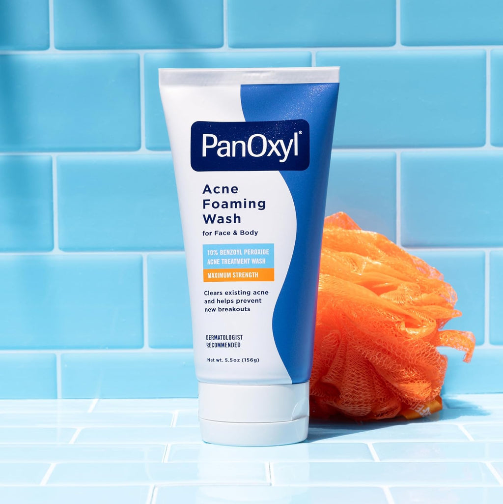 PanOxyl Acne Foaming Wash - Maximum Strength 10% Benzoyl Peroxide Cleanser | 5.5 Oz Tube for Clear Skin