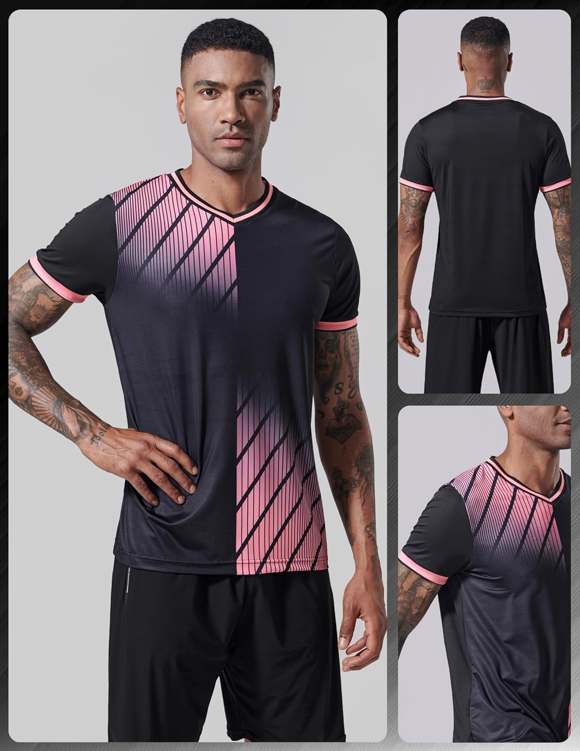 Skiennix Men's V-Neck Dry Fit T-Shirts - 5 Pack Active Athletic Workout Tops | Plus Size Available
