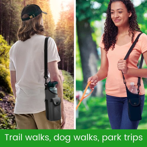Smooth Trip AquaPockets Neoprene Water Bottle Holder with Strap - Neoprene Sling Bag with Water Bottle Holder, Phone Pouch and Adjustable Strap for Walking and Hiking - Fits up to 32 oz. Bottles