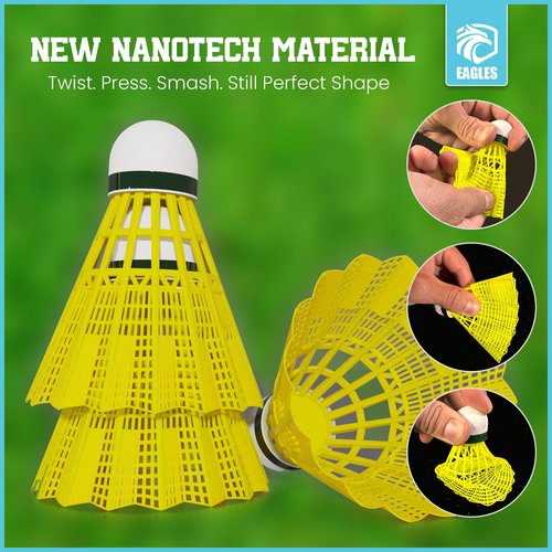EAGLES 24 Pack Nylon Badminton Birdies - Bedminton Shuttlecocks for Baseball/Softball Batting Training - Birdie Ball for Indoor and Outdoor Matches ~ Highly Stable & Durable Shuttle Balls