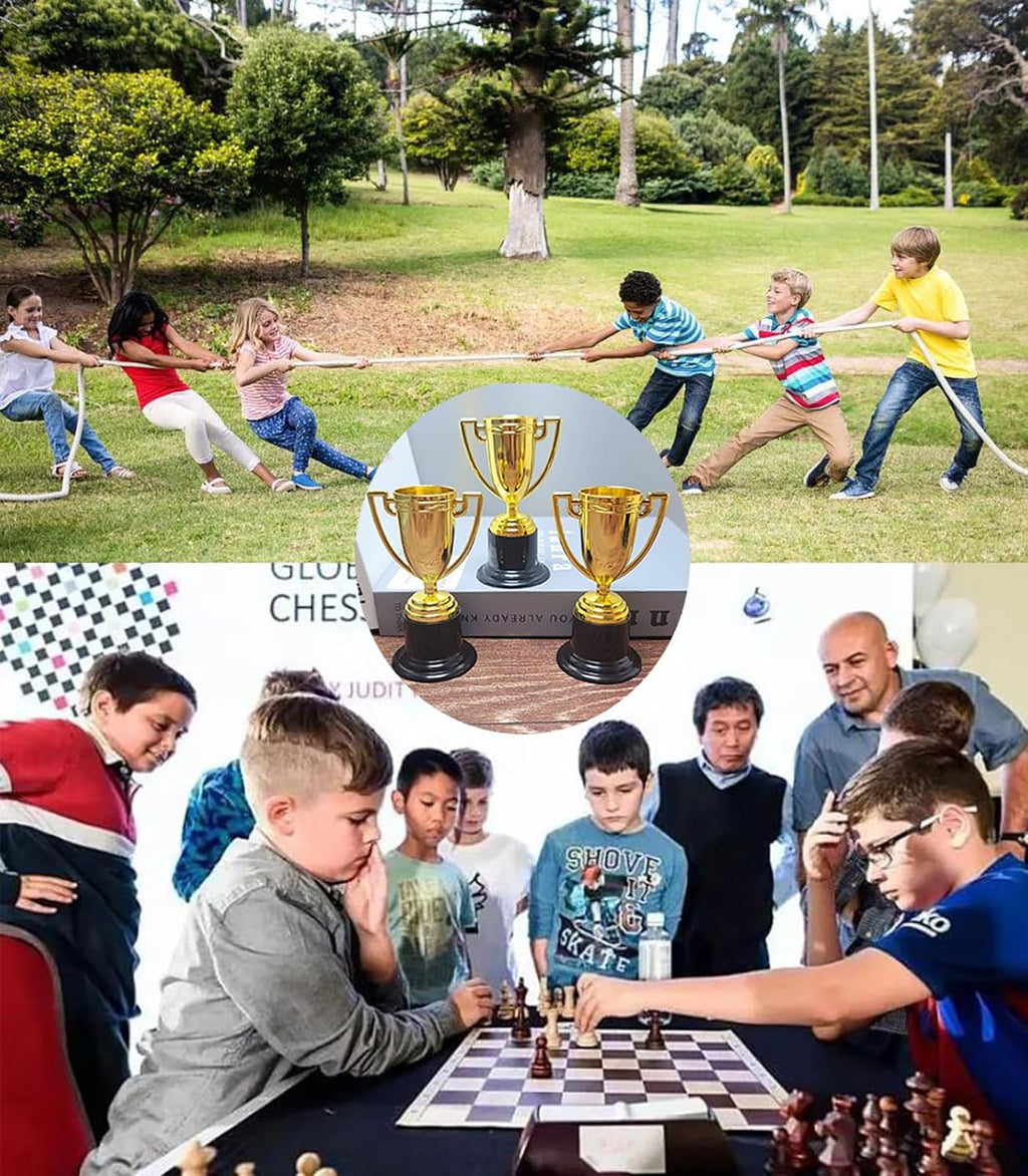 YYaaloa Mini Gold Trophy Cups - 6 Pack 4-Inch Awards for Parties, Sports Tournaments & Competitions