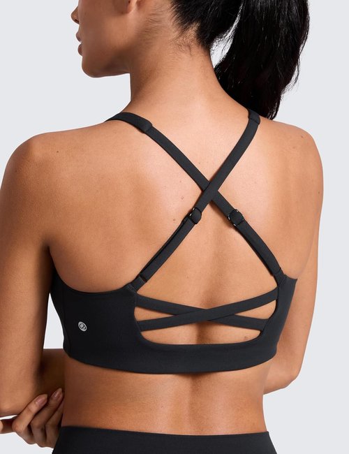 CRZ YOGA Butterlift Sports Bra for Women - Adjustable Cross Back, Wireless Padded, Perfect for Pilates