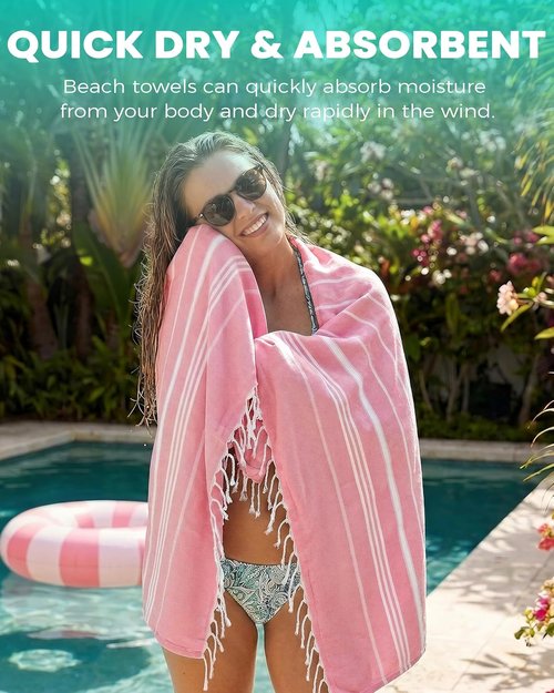 Antfuny Turkish Beach Towel - Extra Large Quick-Dry, Sand-Free, Soft & Absorbent | Lightweight & Compact