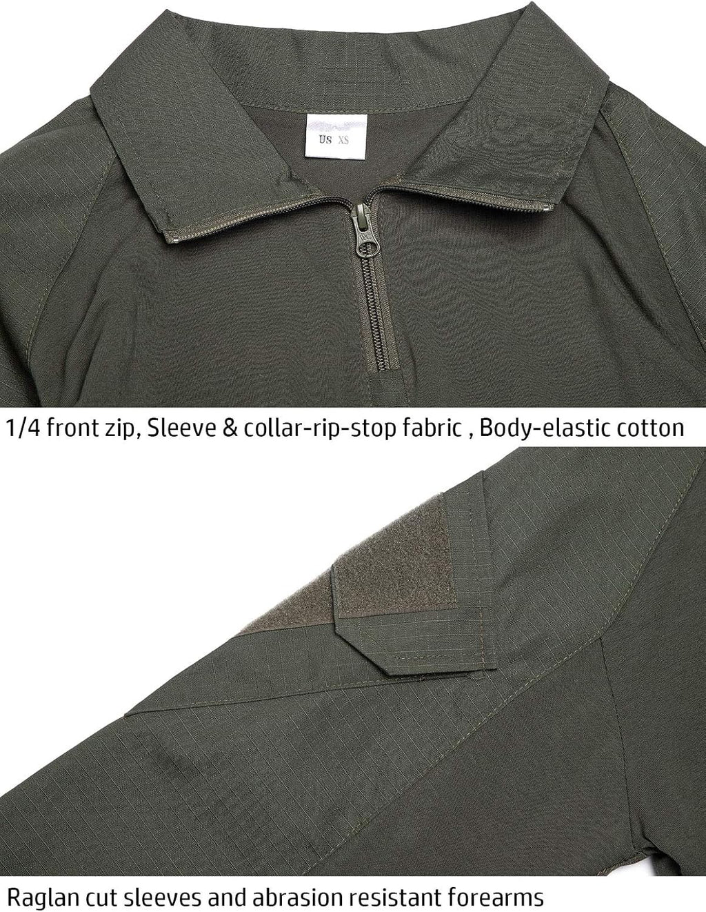 ReFire Gear Men's Tactical Camo Combat Shirt - Slim Fit Long Sleeve with 1/4 Zipper