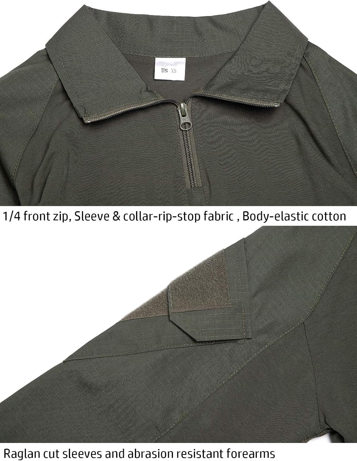 ReFire Gear Men's Tactical Camo Combat Shirt - Slim Fit Long Sleeve with 1/4 Zipper