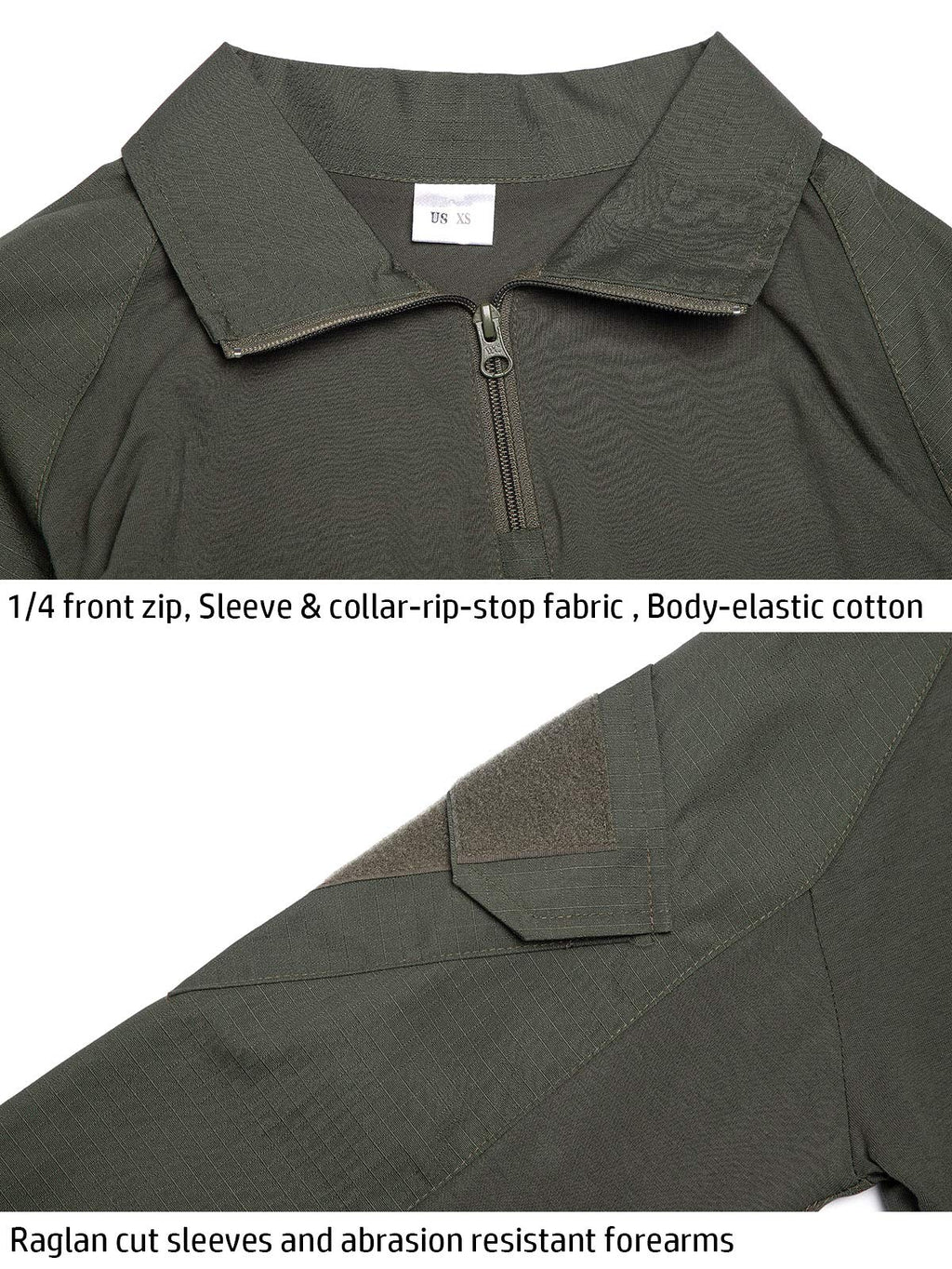 ReFire Gear Men's Military Tactical Army Combat Long Sleeve Shirt Slim Fit Camo T-Shirt with 1/4 Zipper