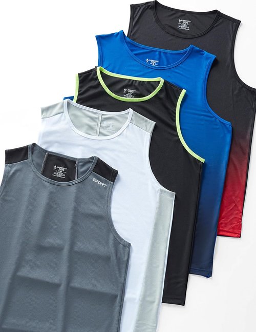Liberty Imports Men's Stretch Cool Dry Muscle Tank Tops - Pack of 5 Athletic Sleeveless Shirts