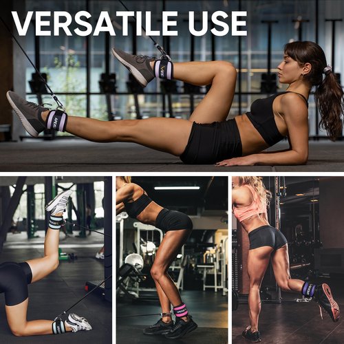 APEXUP Ankle Strap for Cable Machine, Ankle Resistance Bands, Cable Kick Back Straps for Gym, Glute Workouts, Leg Extensions, Adjustable Straps with Neoprene Padding (Pair, Black)