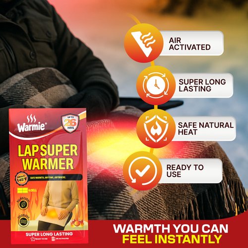 Warmie Super Warmer for Lap & Body | All Natural & Safe, Easy & Comfort, Instant & Quick Heat | Air Activated, Last-Longer, Bigger & Wider size | Steady Heating for Cold Temperature, Odorless, 5 packs