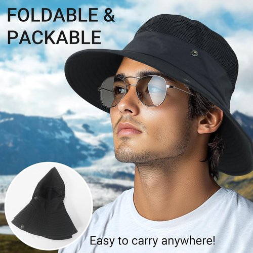 NPQQUAN Sun Bucket Hat - Wide Brim UPF 50+ Protection for Fishing & Beach | Deep Green