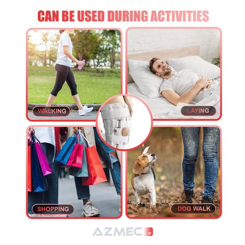 Azmec Straight Leg Brace Tri-Panel Orthopedic Knee Immobilizer 12" Long Adjustable Side Panels Knee Splint – Lightweight Universal Leg Brace for Adolescent, Women and Men - White