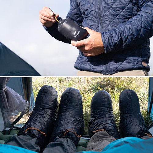 Naturehike Ultralight Winter Duck Down Booties, Camping Warm & Cozy Down Sleeping Socks for Men & Women, Down Filled Slipper Boots with Storage Bag(L)