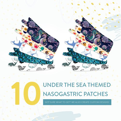 Nasogastric or Oxygen Tube precut Adhesive Tape Under The sea Mix x 10 Pack. (Right Side)