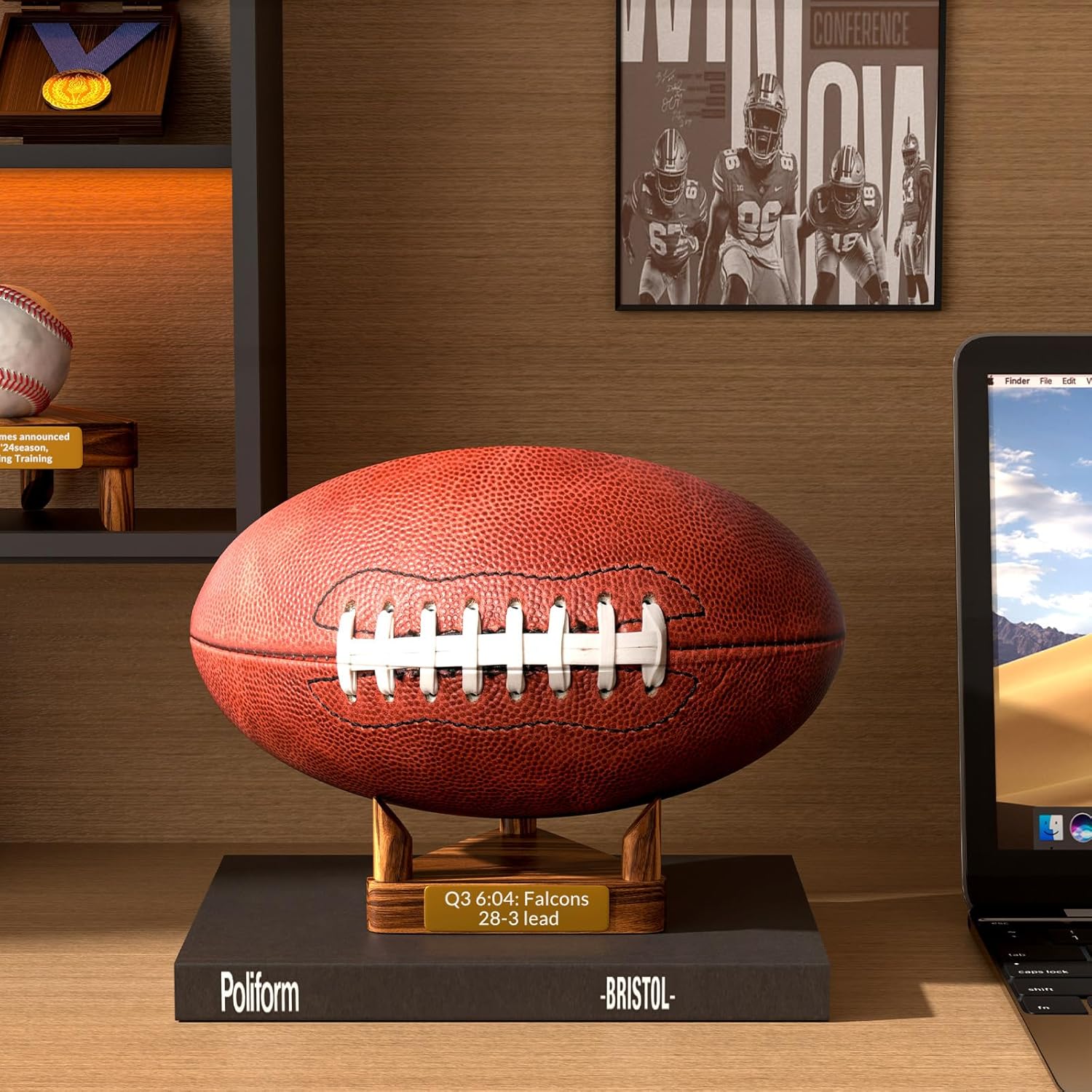 Skiennix Personalized Ball Display Stand - Custom Engraved Solid Walnut Holder for Basketball, Football, Soccer | Multi-Ball Rack for Autographed Sports Memorabilia