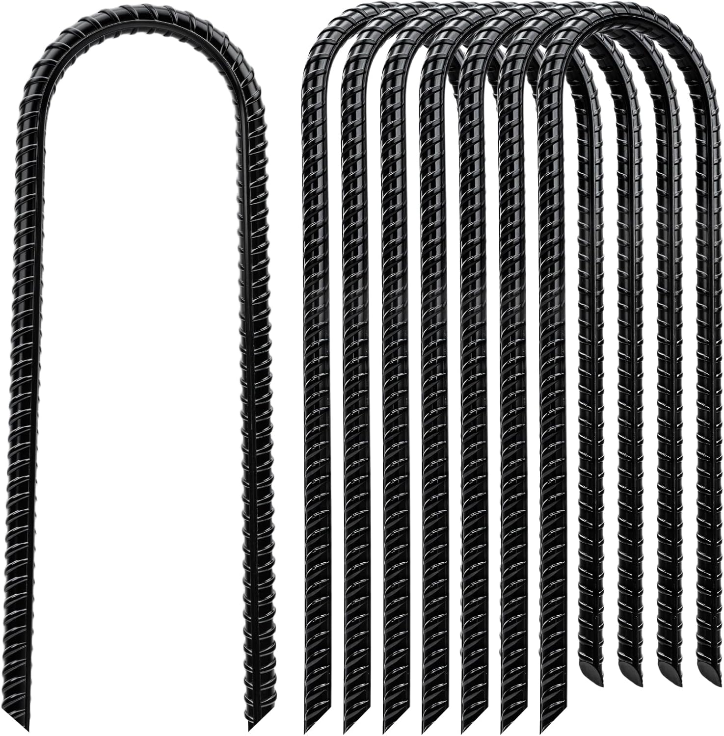 Skiennix Trampoline Stakes - Heavy Duty 12 Inch U-Shaped Ground Anchors | Galvanized Steel for Outdoor Use