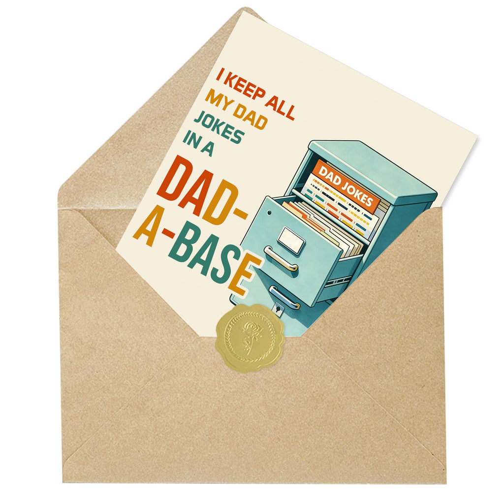 IDU Fathers Day Card, Funny Fathers Day Cards Gifts Decorations for Dad from Daughter Son, Happy Father's Day Cards Gifts Ideas with Envelope, Dad-a-base Pun Card for Dad